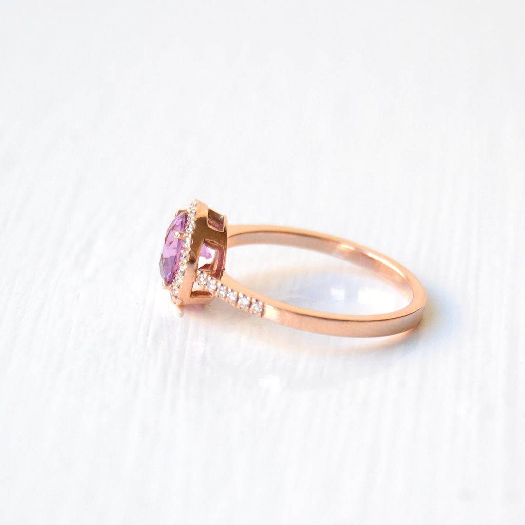 Diyamanti Kava 14K Rosegold Ring w. Diamonds & Sapphire