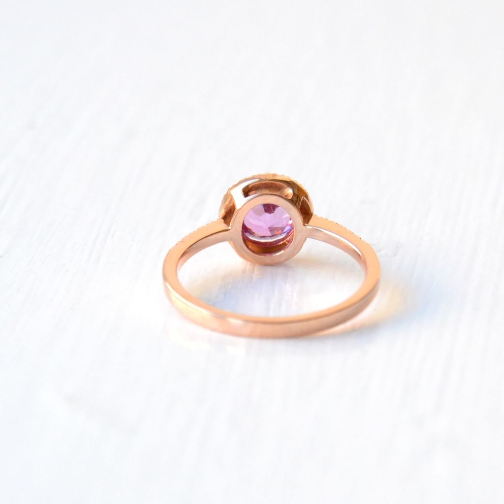 Diyamanti Kava 14K Rosegold Ring w. Diamonds & Sapphire