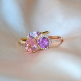 Diyamanti Kava 14K Rosegold Ring w. Diamonds & Sapphire