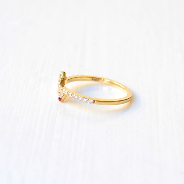 Maria 14K Guld Ring m. Rubin & Diamanter
