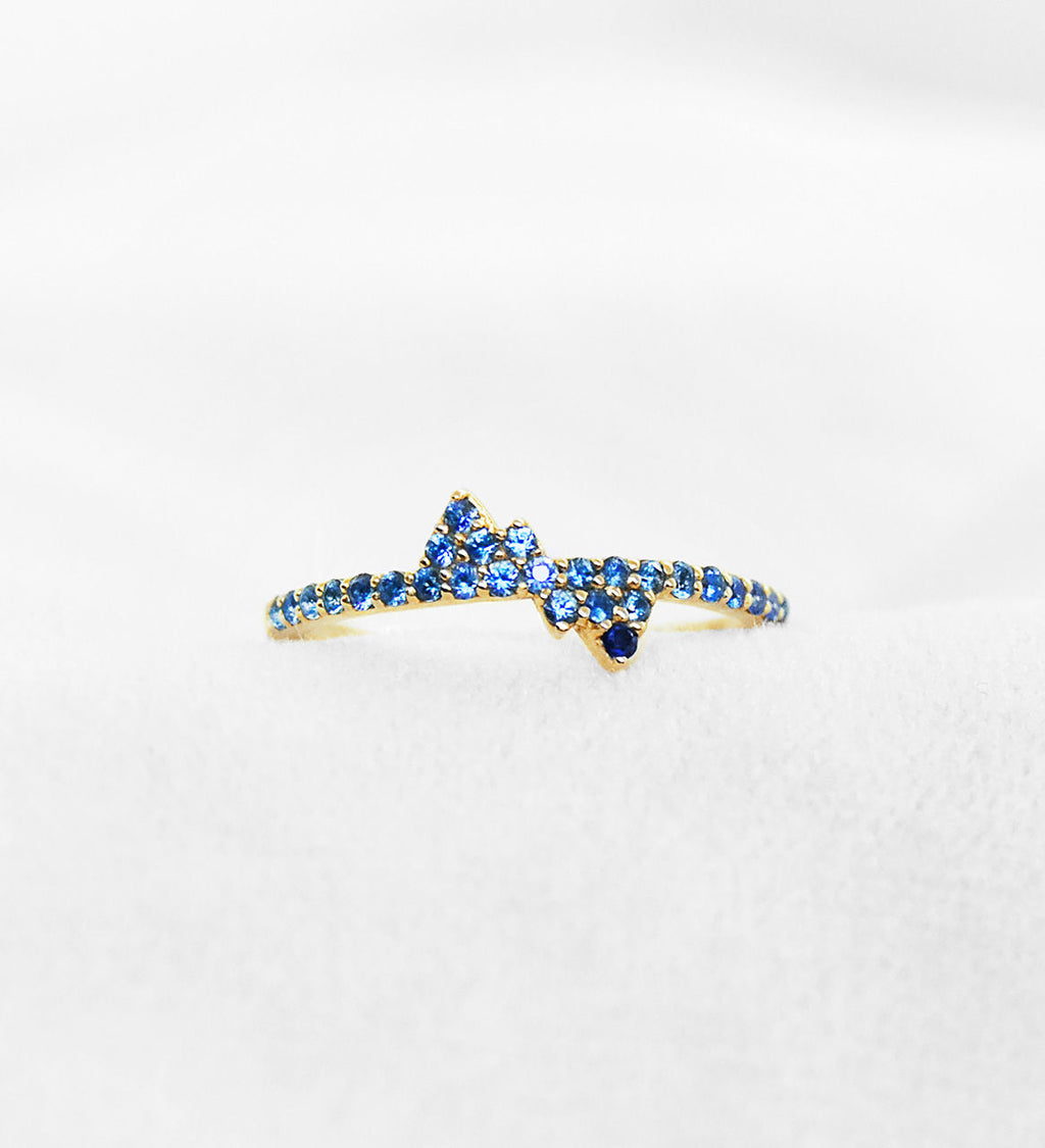 Maria 14K Guld Ring m. Safirer