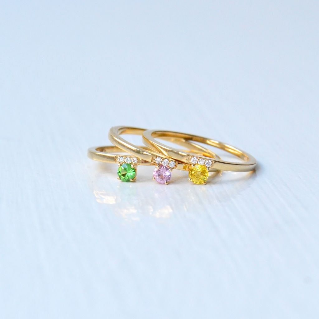 Marie 14K Gold Ring w. Sapphire & Diamonds