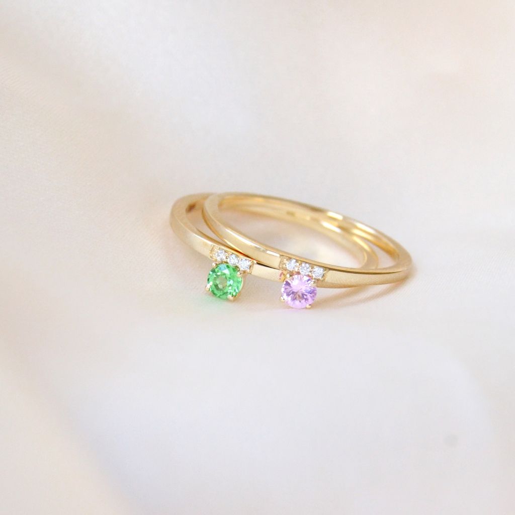 Marie 14K Gold Ring w. Sapphire & Diamonds