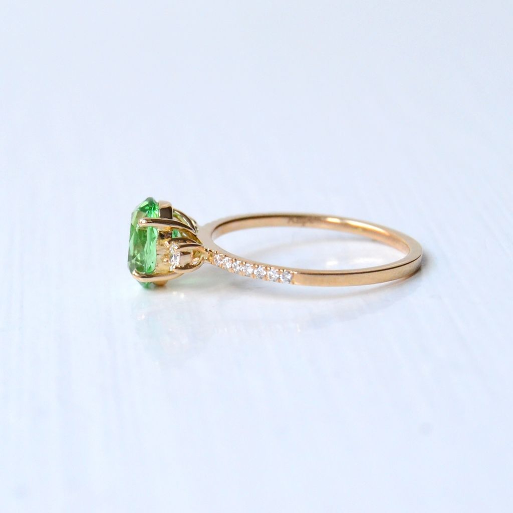 Minti 18K Guld Ring m. Tsavorit Sten & Diamanter