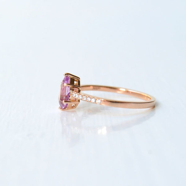 Rosa Nutana 18K Rosaguld Ring m. Safir & Diamanter