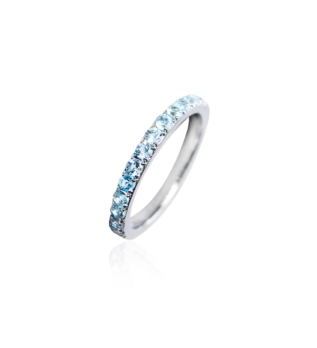 Sarah Lil Aqua 14K Hvidguld Ring m. Akvamariner