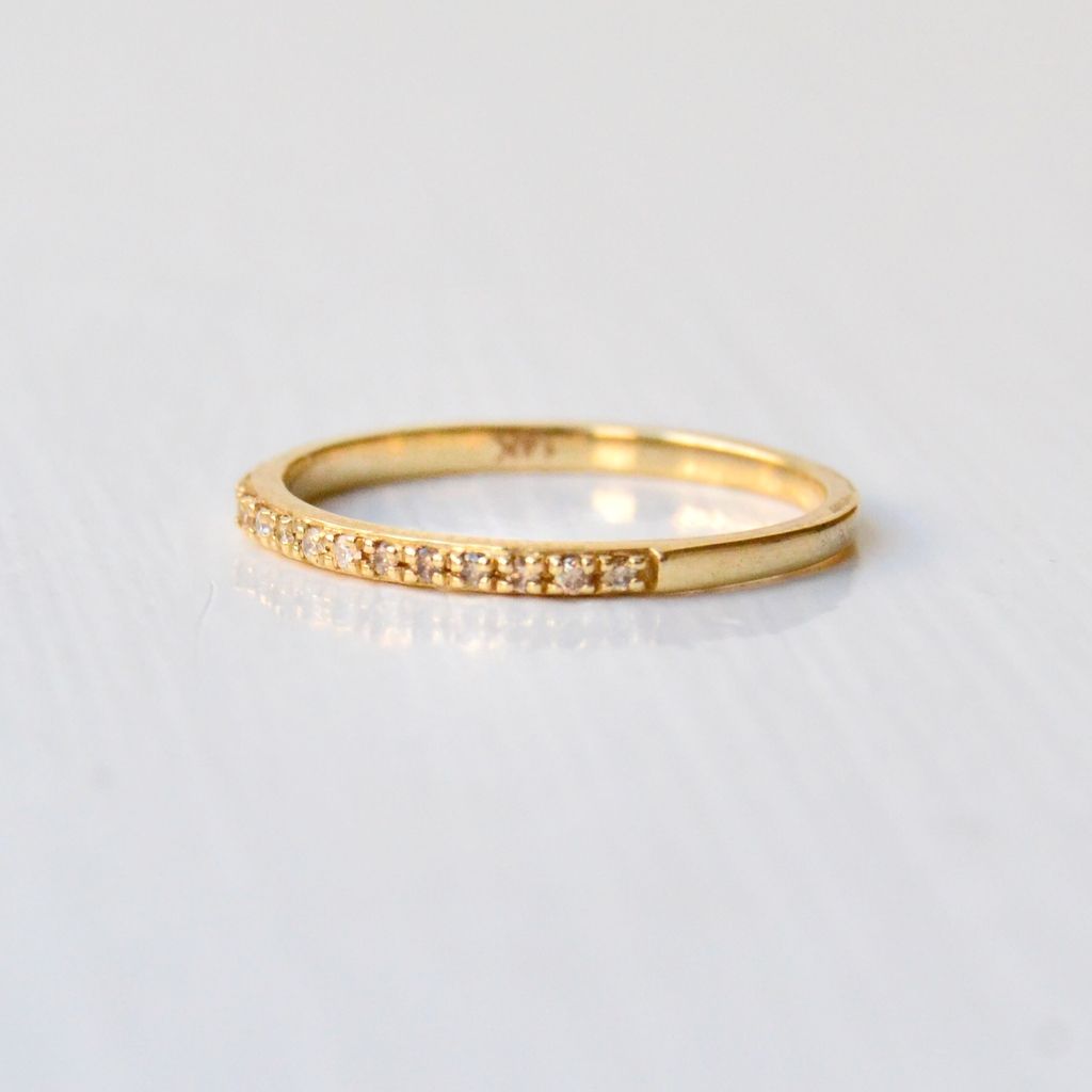 Sarah Lil Champagner Goldring 14K I Diamanten