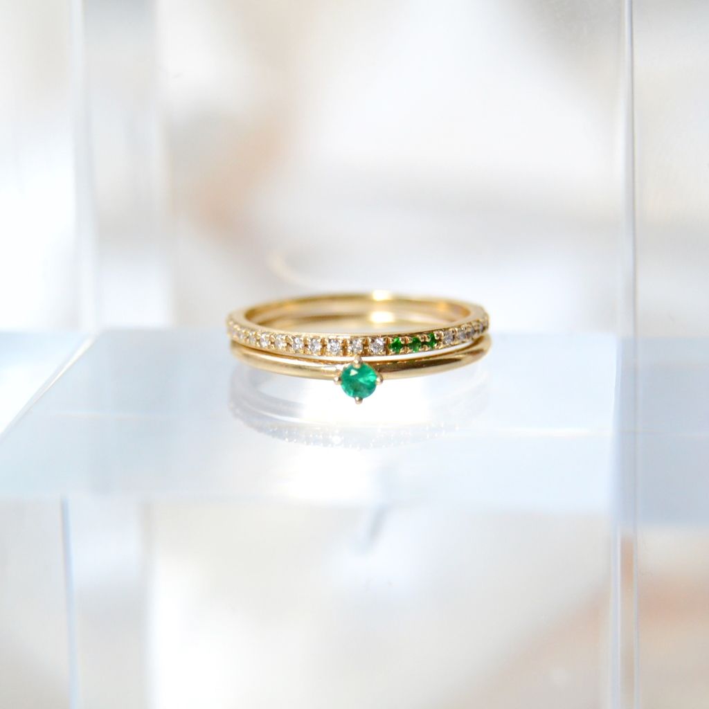 Sarah Lil Green 14K Gold Ring w. Diamonds & Tsavorites