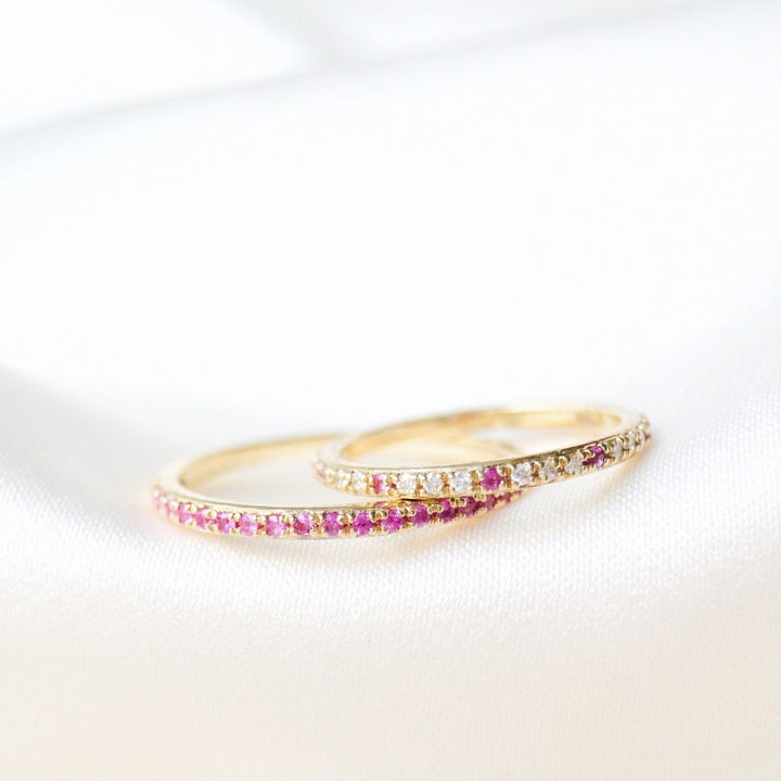 Sarah Lil Pink Mix 14K Gold Ring w. Sapphires & Diamonds