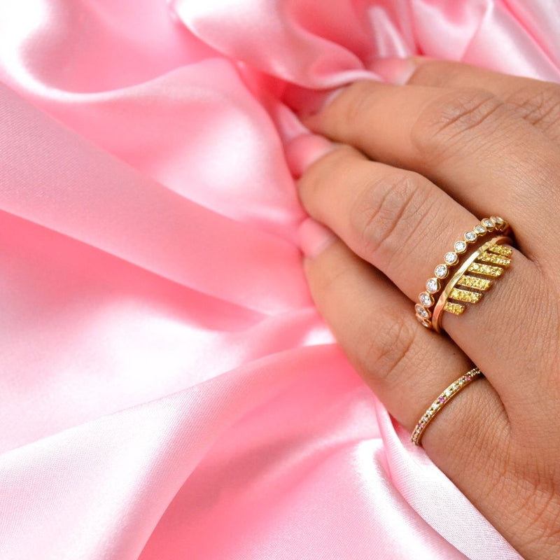 Sarah Lil Pink Mix 14K Gold Ring w. Sapphires & Diamonds