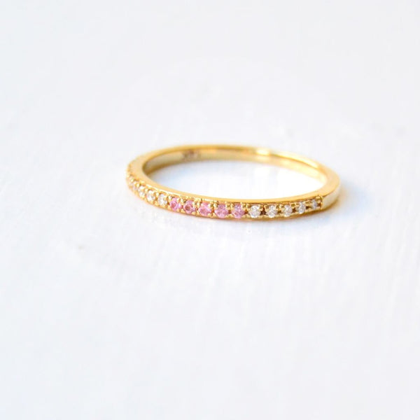 Sarah Lil Pink 14K Guld Ring m. Diamanter & Safirer