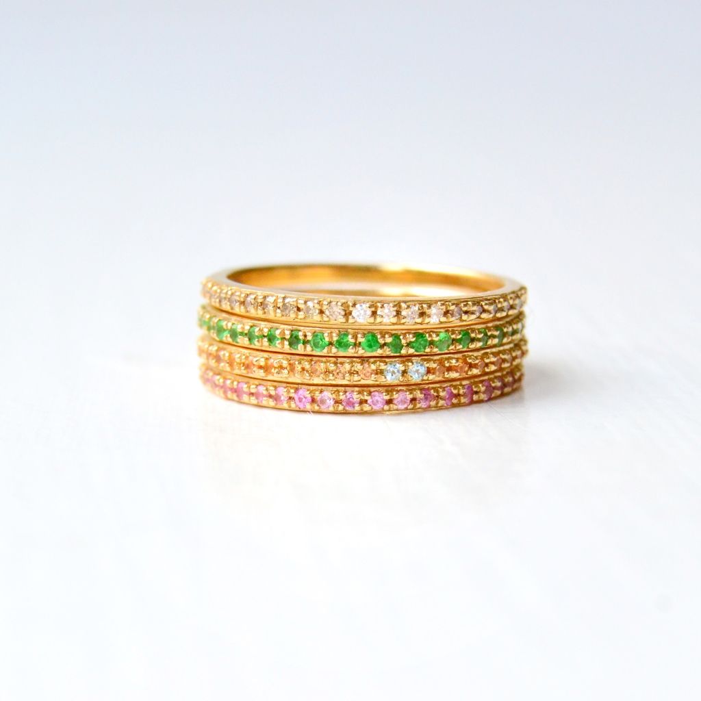 Sarah Lil Pure Baby Pink 14K Gold Ring w. Sapphires