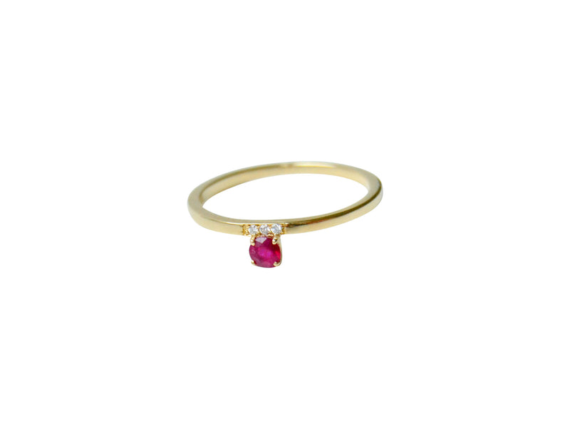 Andrea 14K Gold Ring w. Diamonds & Ruby