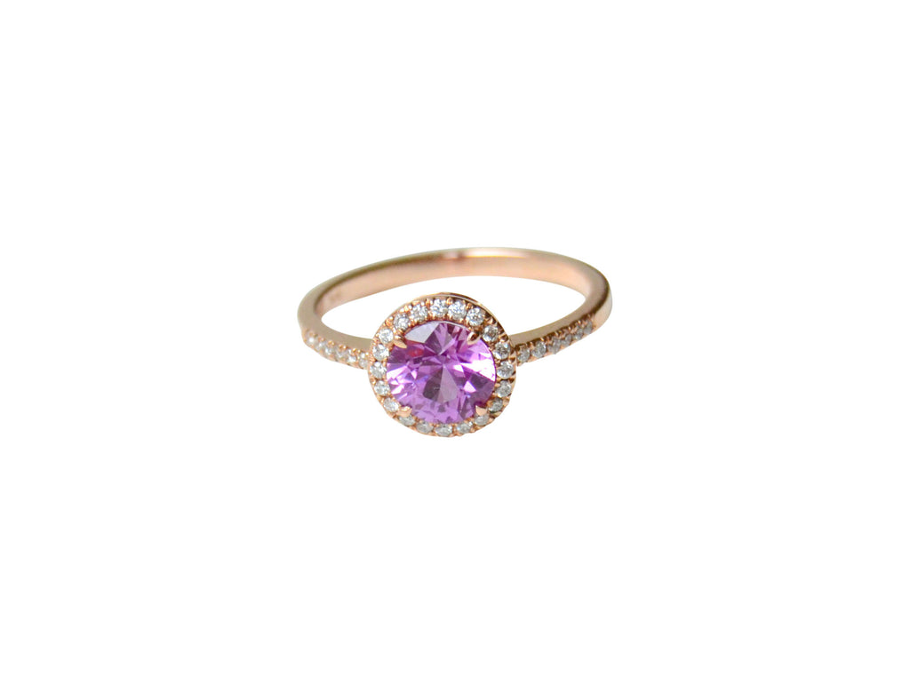 Diyamanti Kava 14K Rosegold Ring w. Diamonds & Sapphire