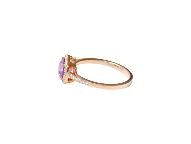 Diyamanti Kava 14K Rosegold Ring w. Diamonds & Sapphire