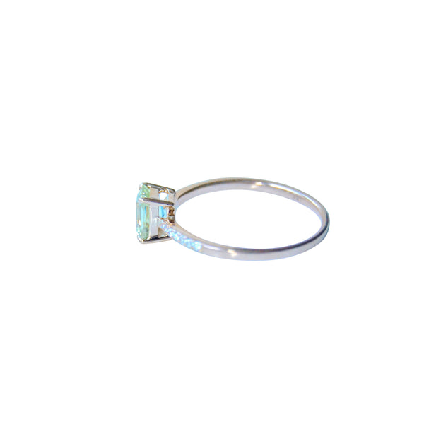 Nalaya 18K Hvidguld Ring m. Diamanter & Safir