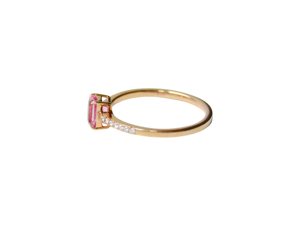 Rosa Malava 18K Guld Ring m. Diamanter & Safir