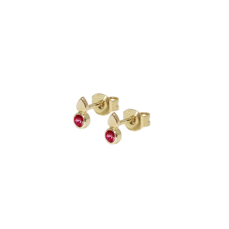 Teardrops 14K Gold Earrings w. Ruby