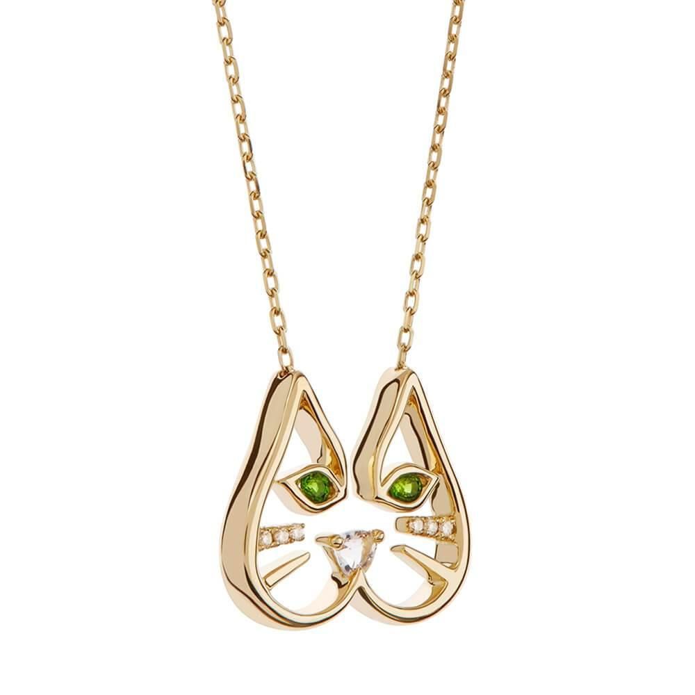 ANIMAUX Felix 18K Gold Necklace w. Diamond & Topaz