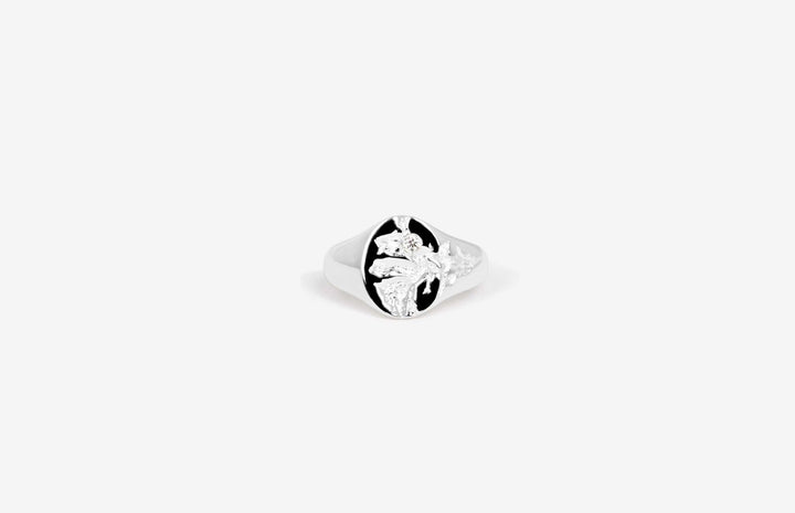 IX Mini Oval Nature Signet w. Zirconia Ring