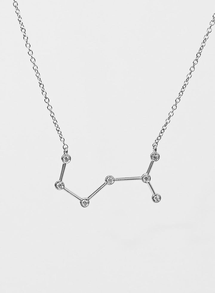 Star Sign Scorpio 18K Whitegold Necklace w. Diamond