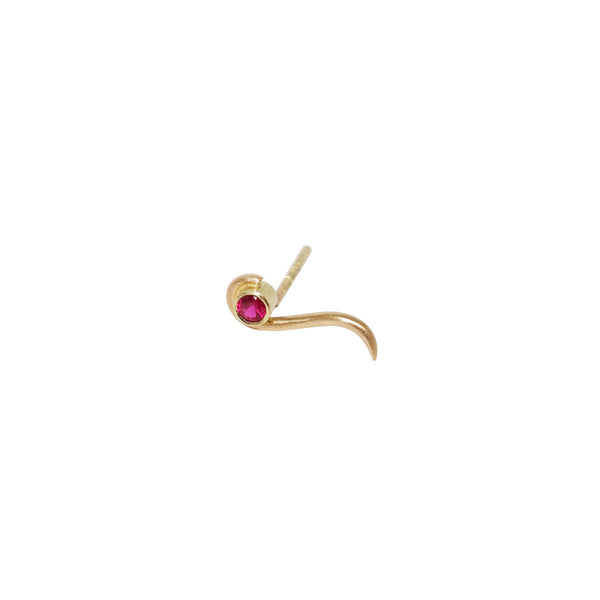 Ruby swirl 14K Gold Earring w. Ruby