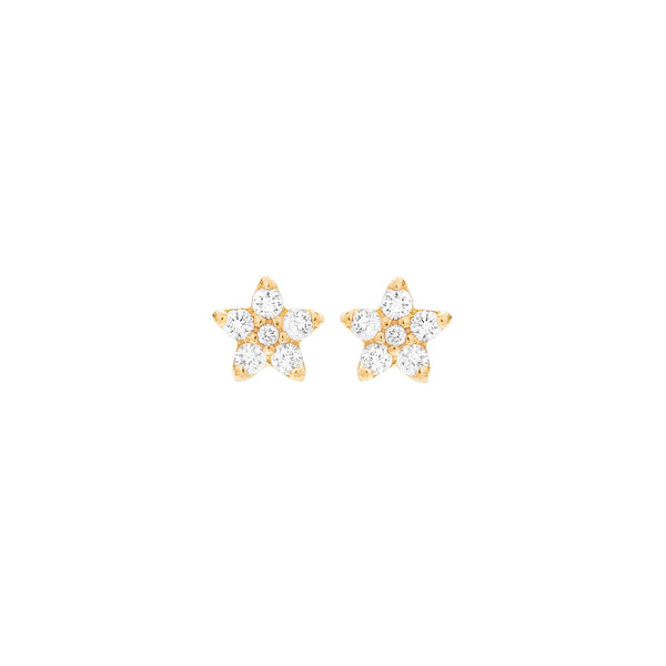 Small Shooting Stars 18K Gold Earrings w. Diamonds