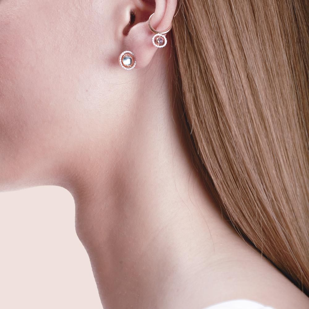 Swiveling Side Ohrstecker Ohrringe aus 18K Gold I Diamanten, Topas und Amethyst