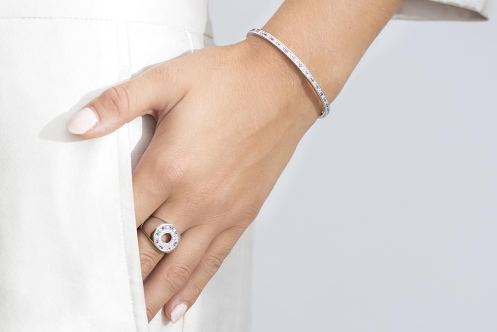 Valiano Armreif aus Silber I Blauer I Weißer I Gelber, lila & rosa Zirkon