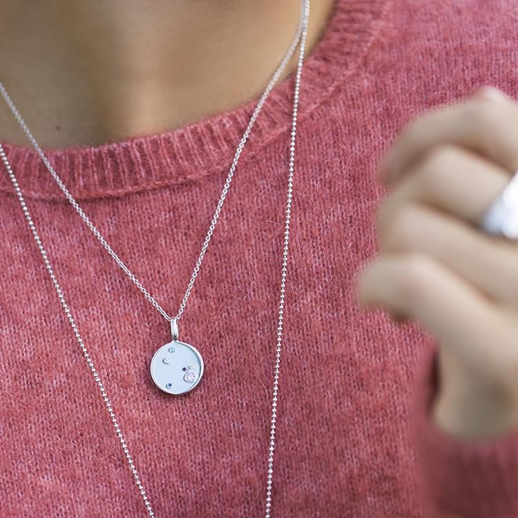 Zodiaco Aries Silver Necklace w. White Zirconias