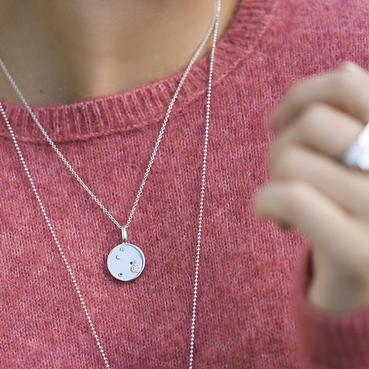 Zodiaco Aries Silver Necklace w. White Zirconias