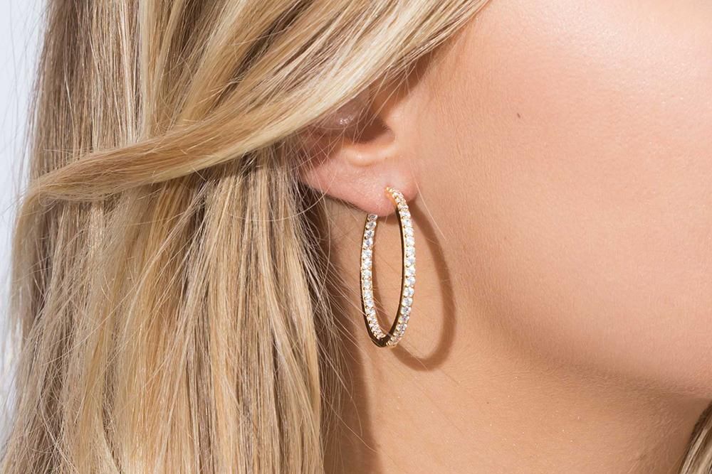 Bovalino Gold Plated Earrings w. White Zirconias