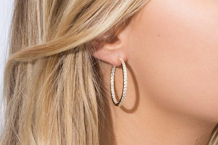 Bovalino Forgyldt Øreringe m. Hvide Zirkoner