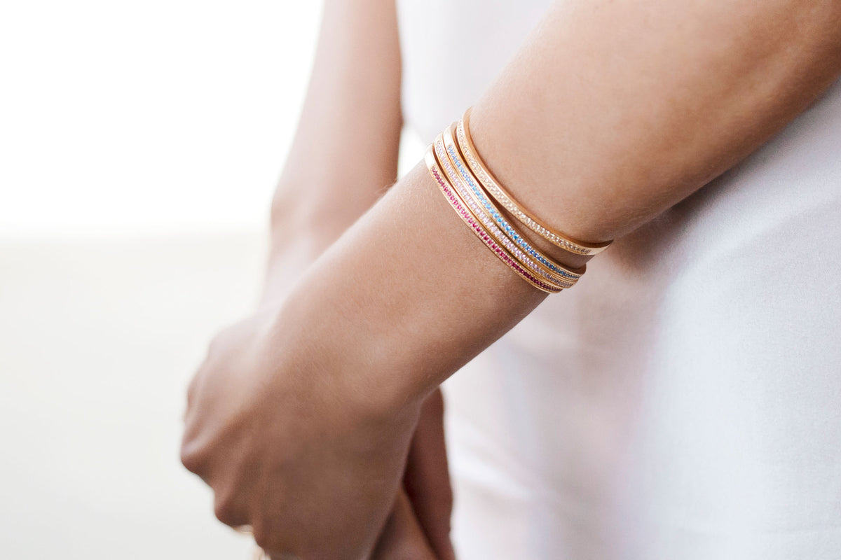 Valiano Gold Plated Bangle w. Yellow Zirconias