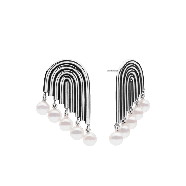 Supersonic Ohrringe aus Silber I Multiple Perlen 