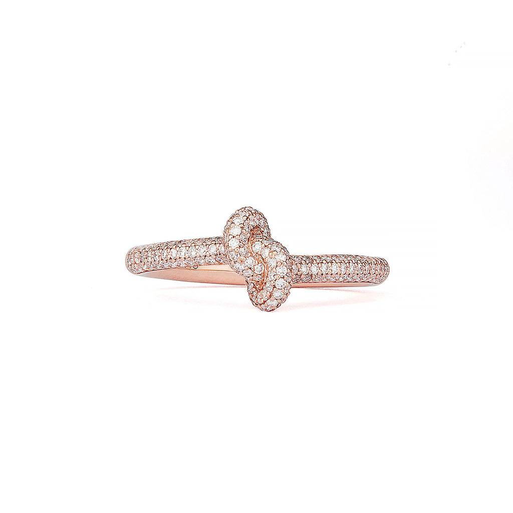 Legacy Knot Mini (schlank) 18K Rosengold Ring w. Diamanten
