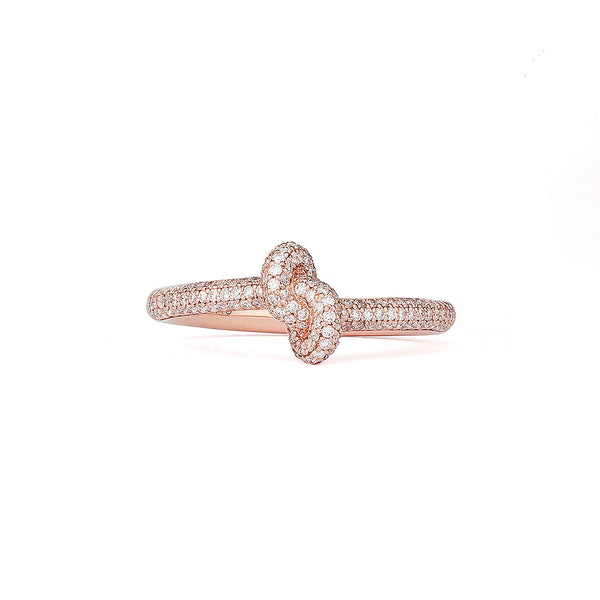 Absolutely Slim Knot 18K Rosaguld Ring m. Diamanter