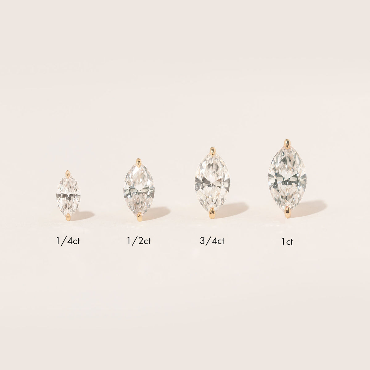 Solitaire Marquise 14K Rosaguld Ørestikkere m. Lab-Grown Diamanter