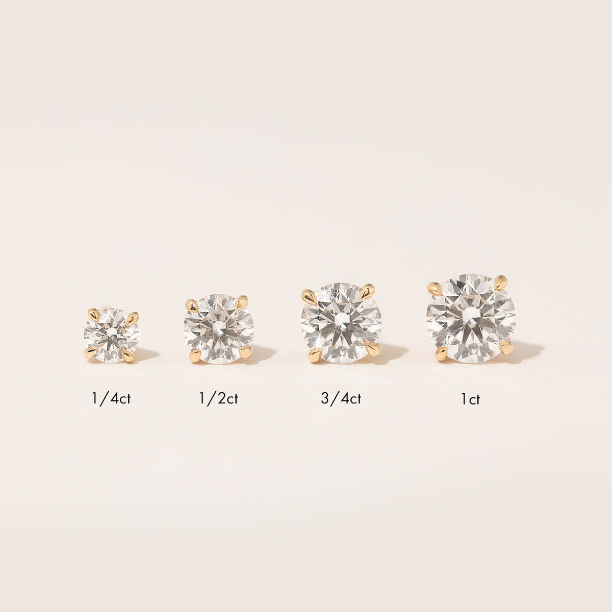 Solitaire Round Brilliant 14K Whitegold Studs w. Lab-Grown Diamonds