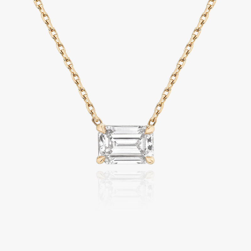 Solitaire Emerald 14K Guld Halskæde m. Lab-Grown Diamant
