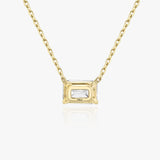 Halskette aus 14K Gelbgold I Smaragd-Solitär I Labor-Diamant
