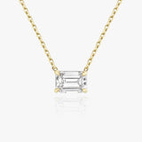 Halskette aus 14K Weißgold I Smaragd-Solitär I Labor-Diamant