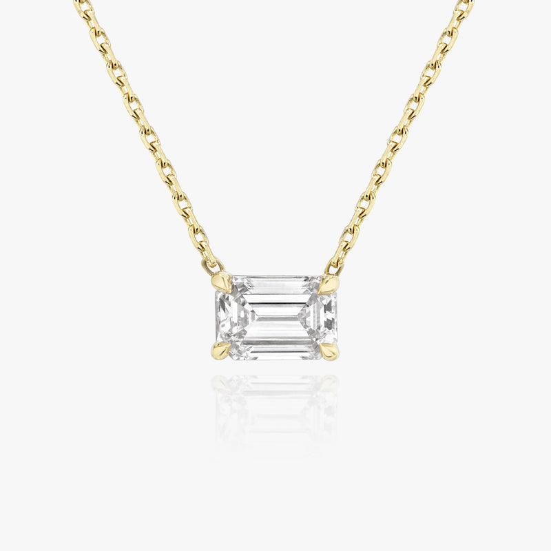 Halskette aus 14K Weißgold I Smaragd-Solitär I Labor-Diamant