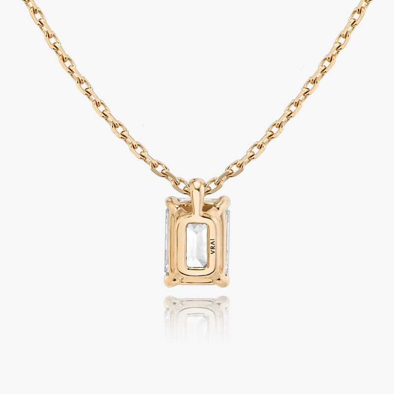 Halskette aus 14K Rosegold I Smaragd-Solitär I Labor-Diamant