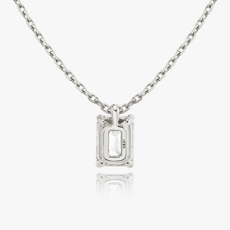 Solitaire Emerald 14K Hvidguld Halskæde m. Lab-Grown Diamant