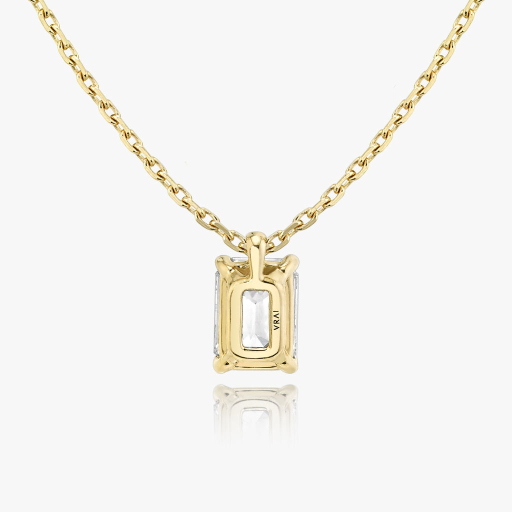 Halskette aus 14K Gelbgold I Smaragd-Solitär I Labor-Diamant