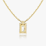 Solitaire Emerald 14K Gold Necklace w. Lab-Grown Diamond