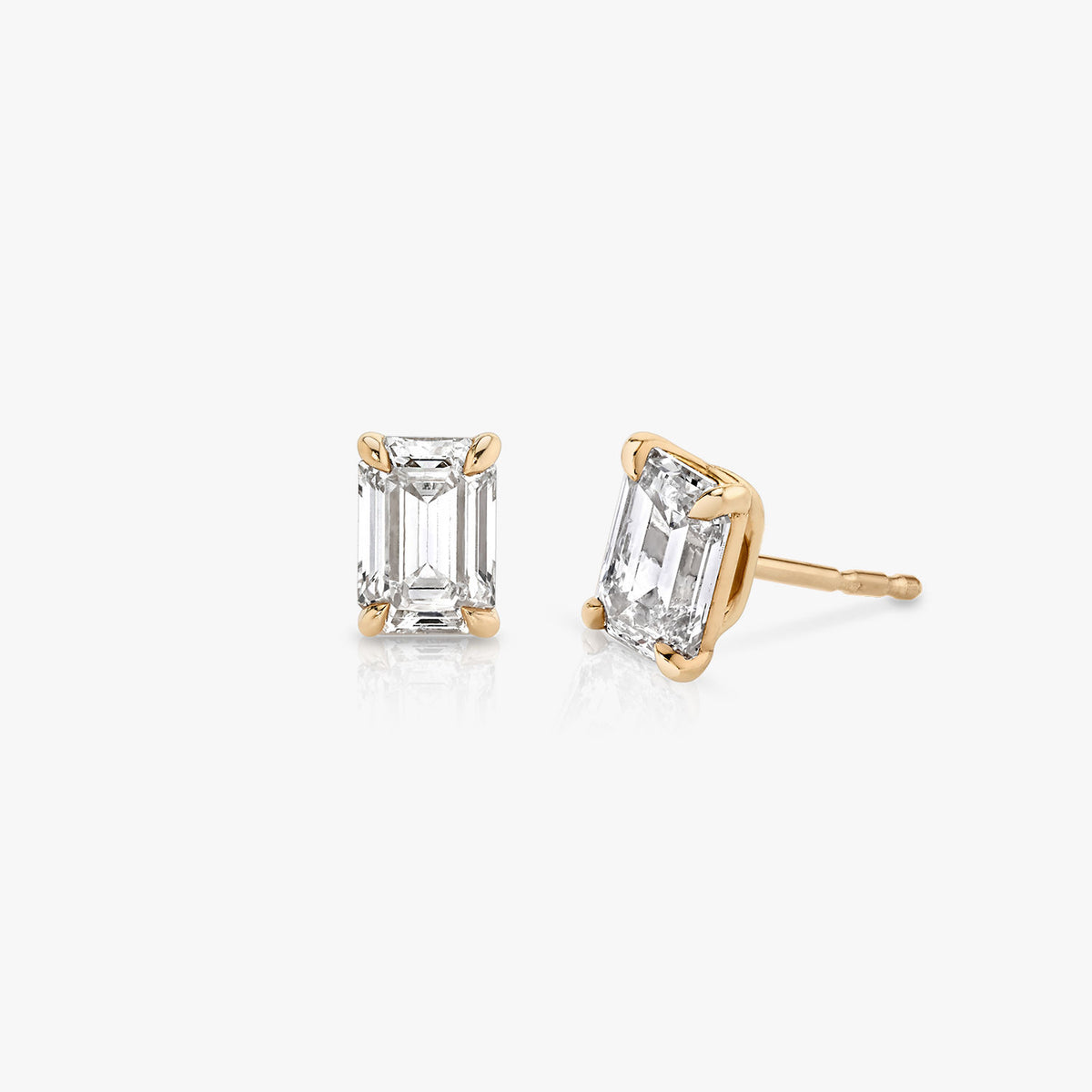 Ohrstecker aus 14K Weißgold I Smaragd-Solitär I Labor-Diamant