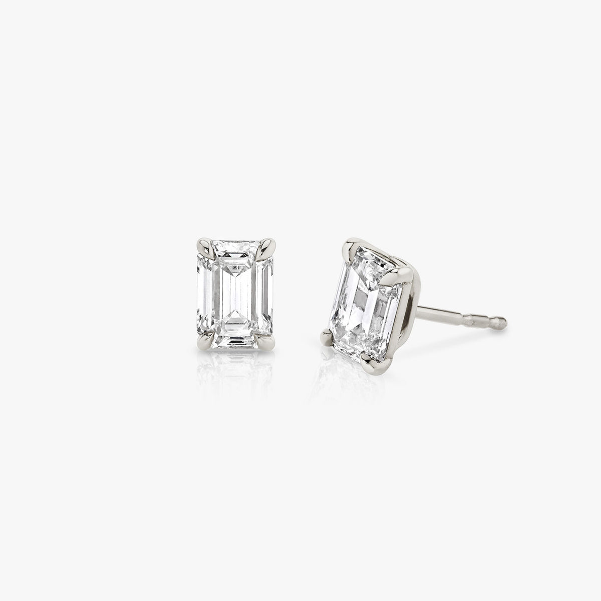 Ohrstecker aus 14K Weißgold I Smaragd-Solitär I Labor-Diamant