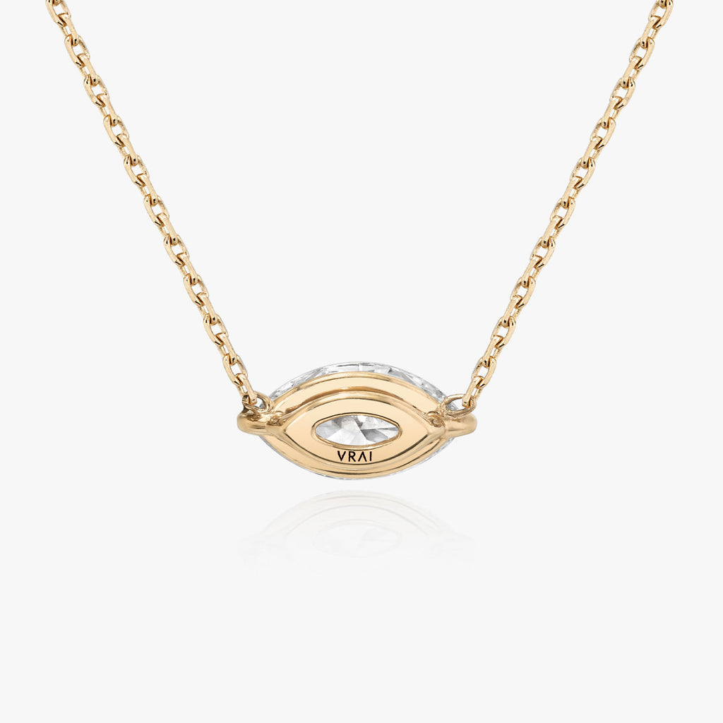 Solitaire Marquise 14K Rosegold Necklace w. Lab-Grown Diamond